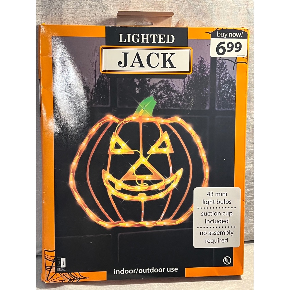 Impact Innovations Lighted Jack O Lantern Halloween Window Silhouette 15" NEW